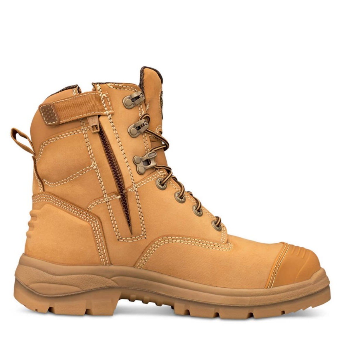Picture of Oliver 150mm Zip Side Lace Up Boot, Water Resistant Nubuck Leather Wheat