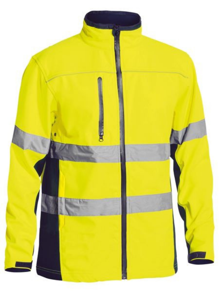 Picture of Bisley Taped Hi Vis Soft Shell Jacket YELLOW/NAVY