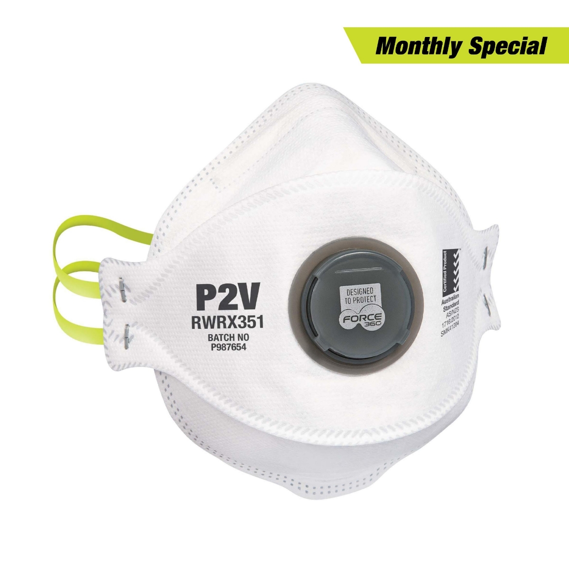 Picture of Force 360 P2V Flat Fold Valved Respirator Box of 10