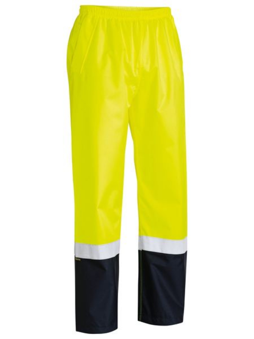 Picture of Bisley Taped Hi Vis Rain Shell Pants YELLOW/NAVY