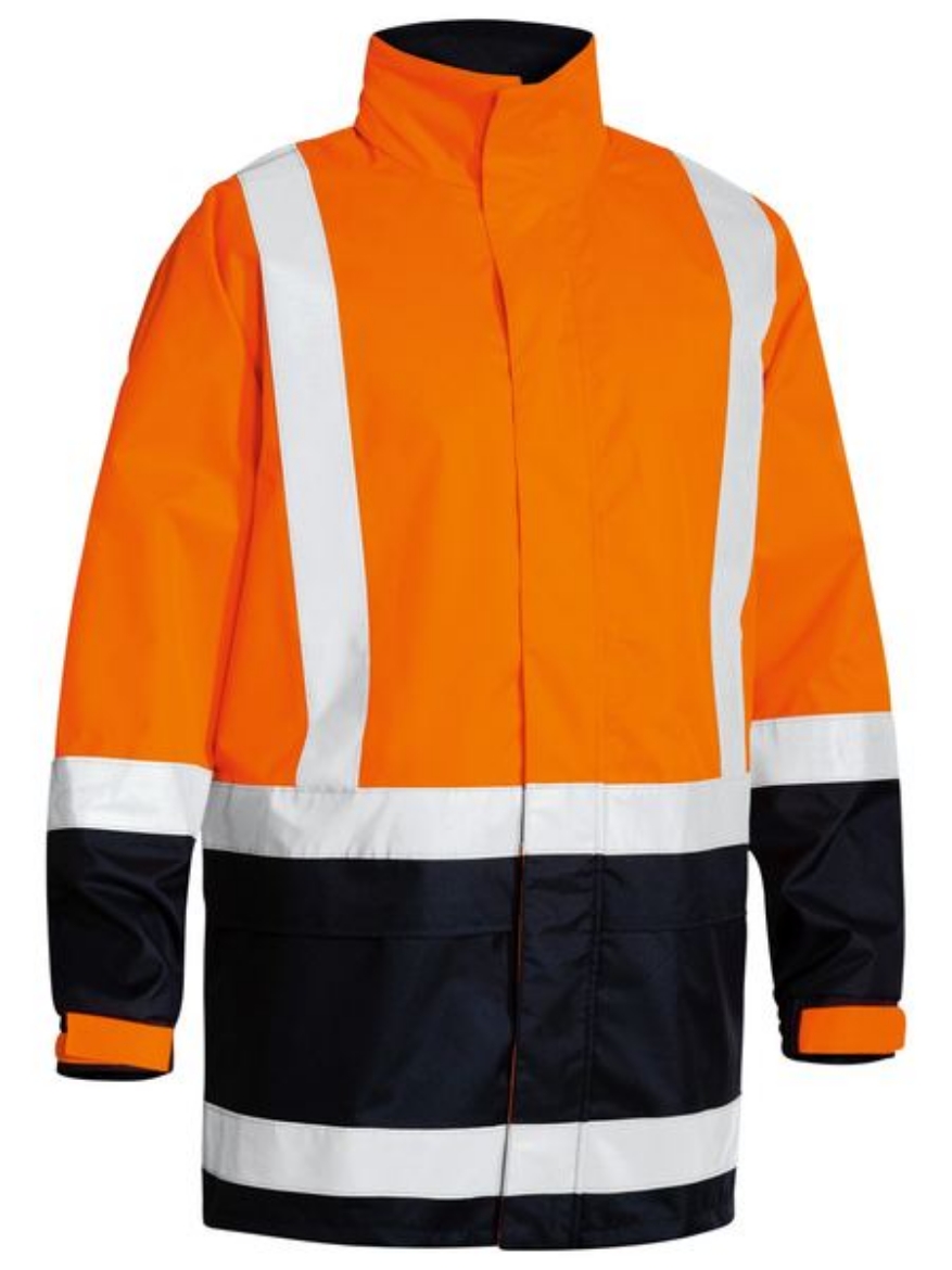 Picture of Bisley Taped Hi Vis Rain Shell Jacket ORANGE/NAVY