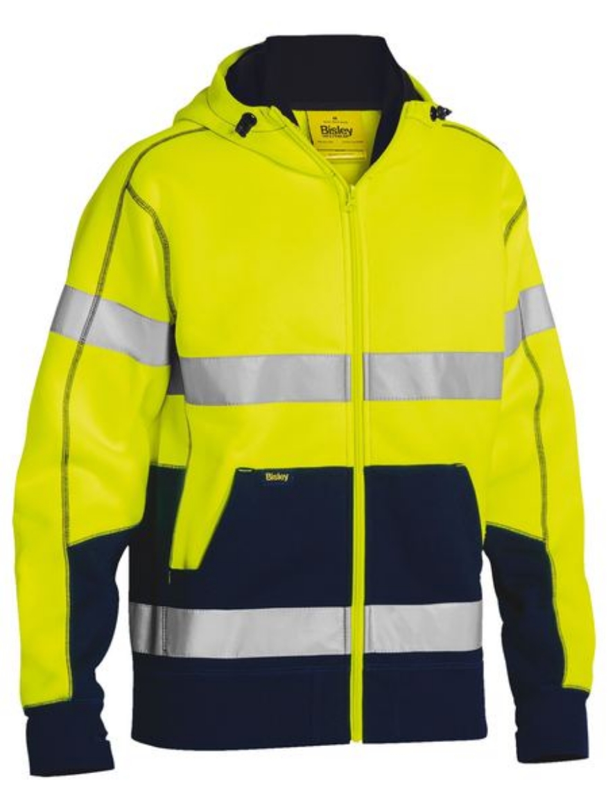 Picture of Bisley Taped Hi Vis Fleece Hoodie YELLOW/NAVY