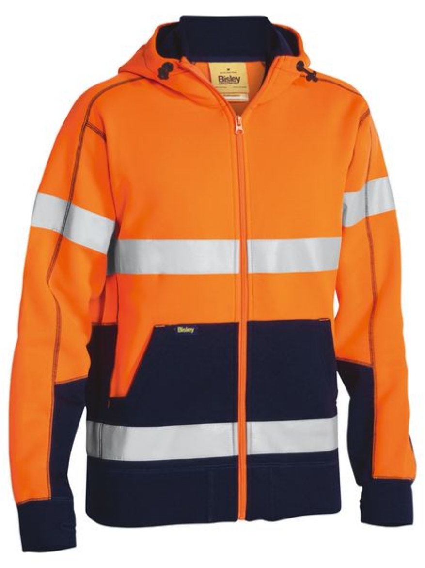 Picture of Bisley Taped Hi Vis Fleece Hoodie ORANGE/NAVY