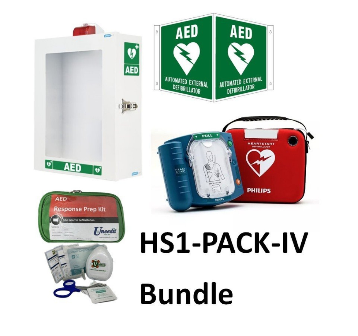 Picture of PHILIPS Heartstart HS1 Defibrillator Package -  HS1, Carry Case, Prep Kit, Alarmed Case, Wall Sign 3D